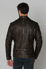 Brown men's biker jacket - Image n°5