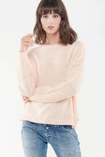 Women's peach pink sweater with sequins - Image n°1
