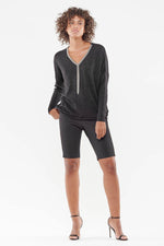 Women's dangling V-neck sweater - Image n°3