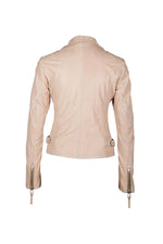 Women's pale pink vegetable-tanned Biker Jacket - Image n°7