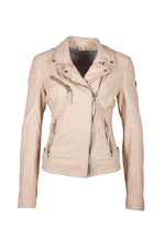 Women's pale pink vegetable-tanned Biker Jacket - Image n°6