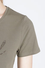 Slim fit khaki T-shirt - Image n°3