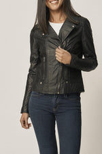 Trendy black leather Biker Jacket - Image n°2