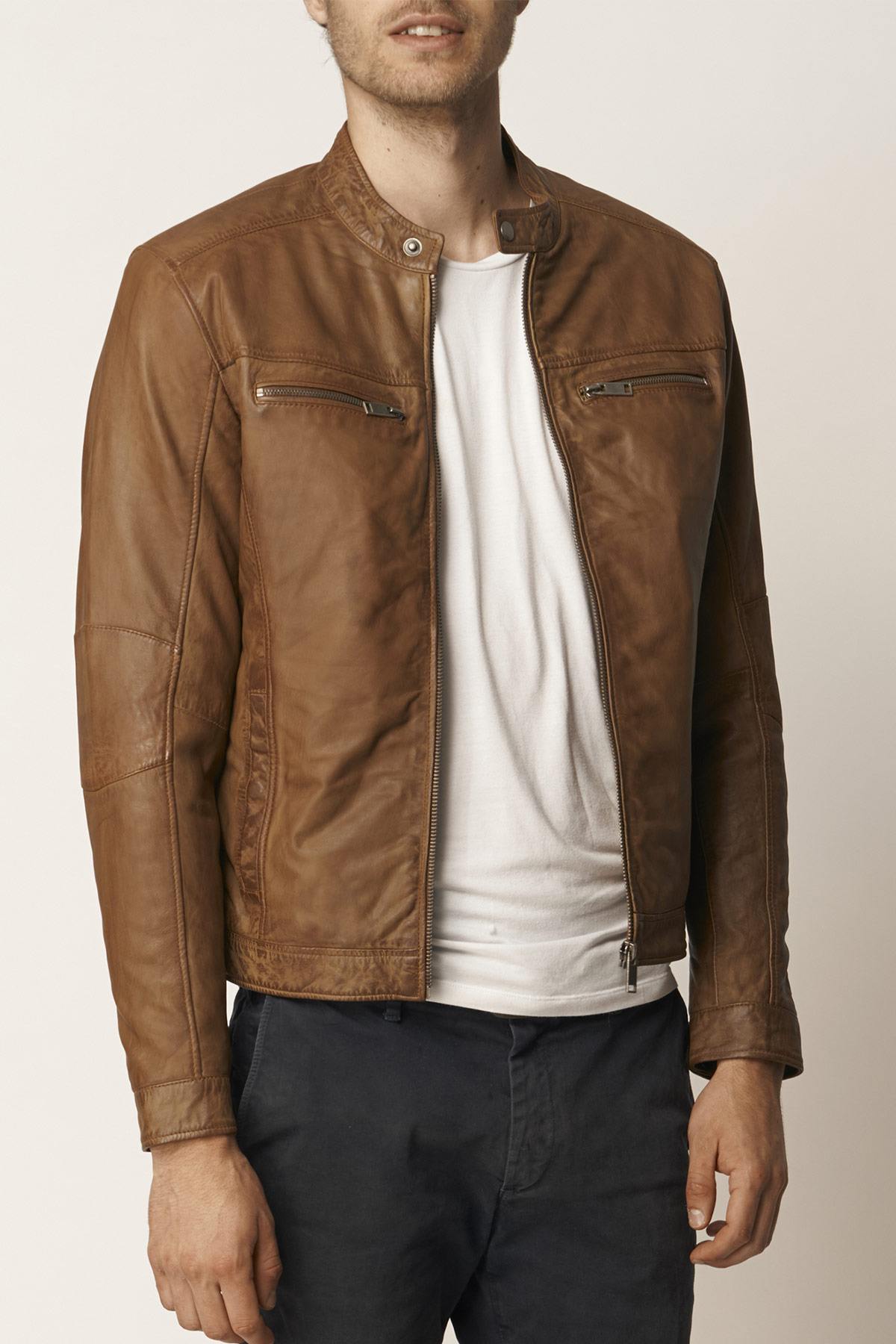 Fitted biker-style leather jacket - Image n°4