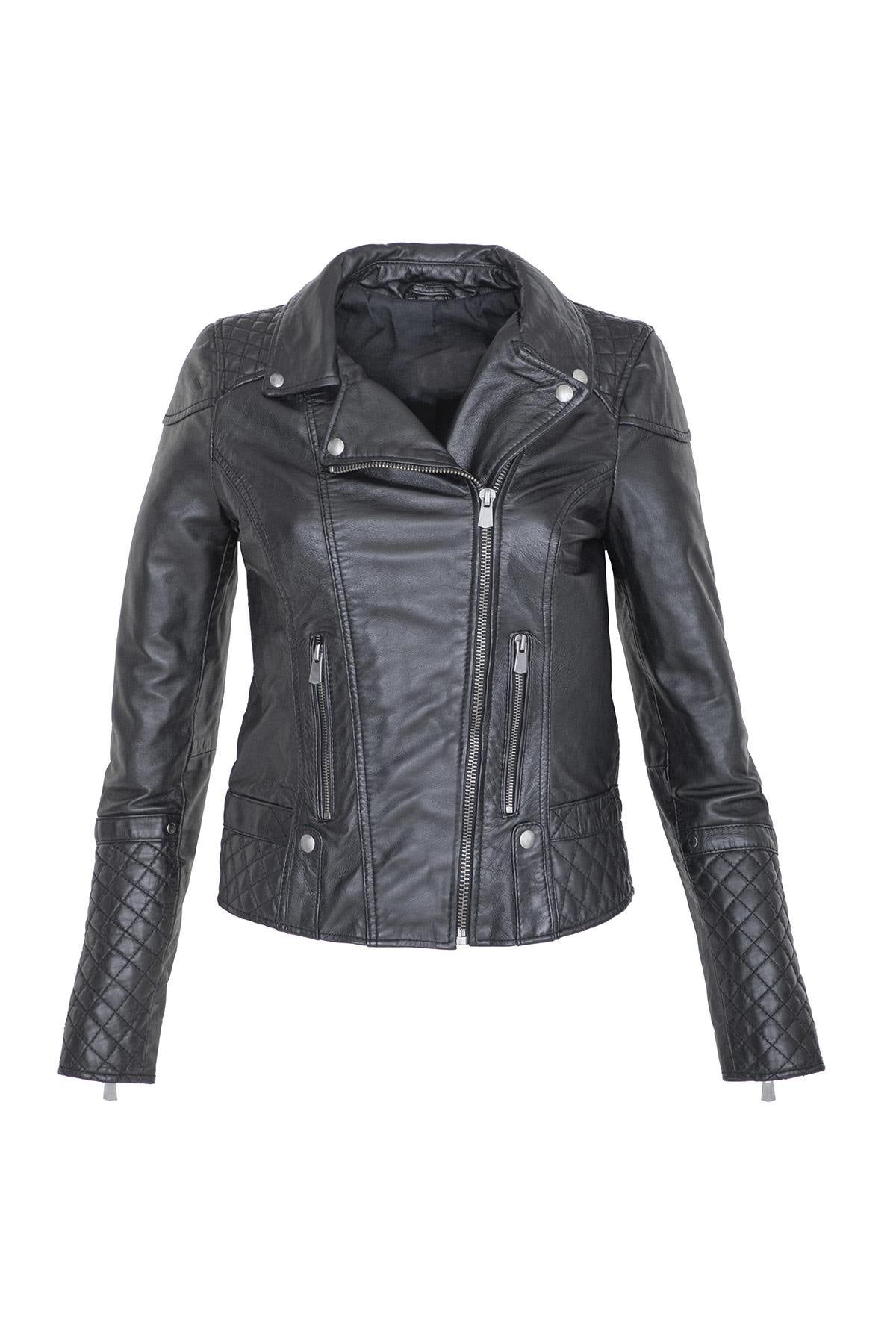 Trendy black leather Biker Jacket - Image n°5
