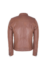Men's biker style leather with snap collar - Image n°3