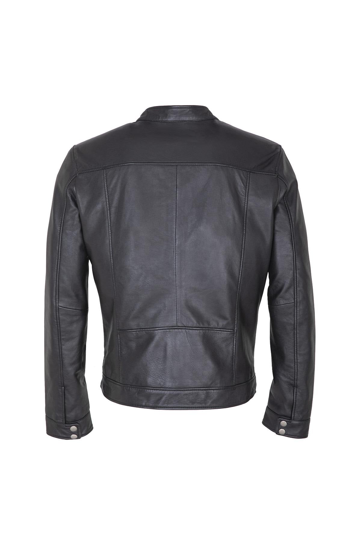 Black leather biker jacket - Image n°2