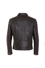 Classic leather jacket with shirt collar - Image n°3
