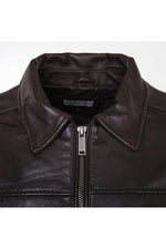 Classic leather jacket with shirt collar - Image n°2