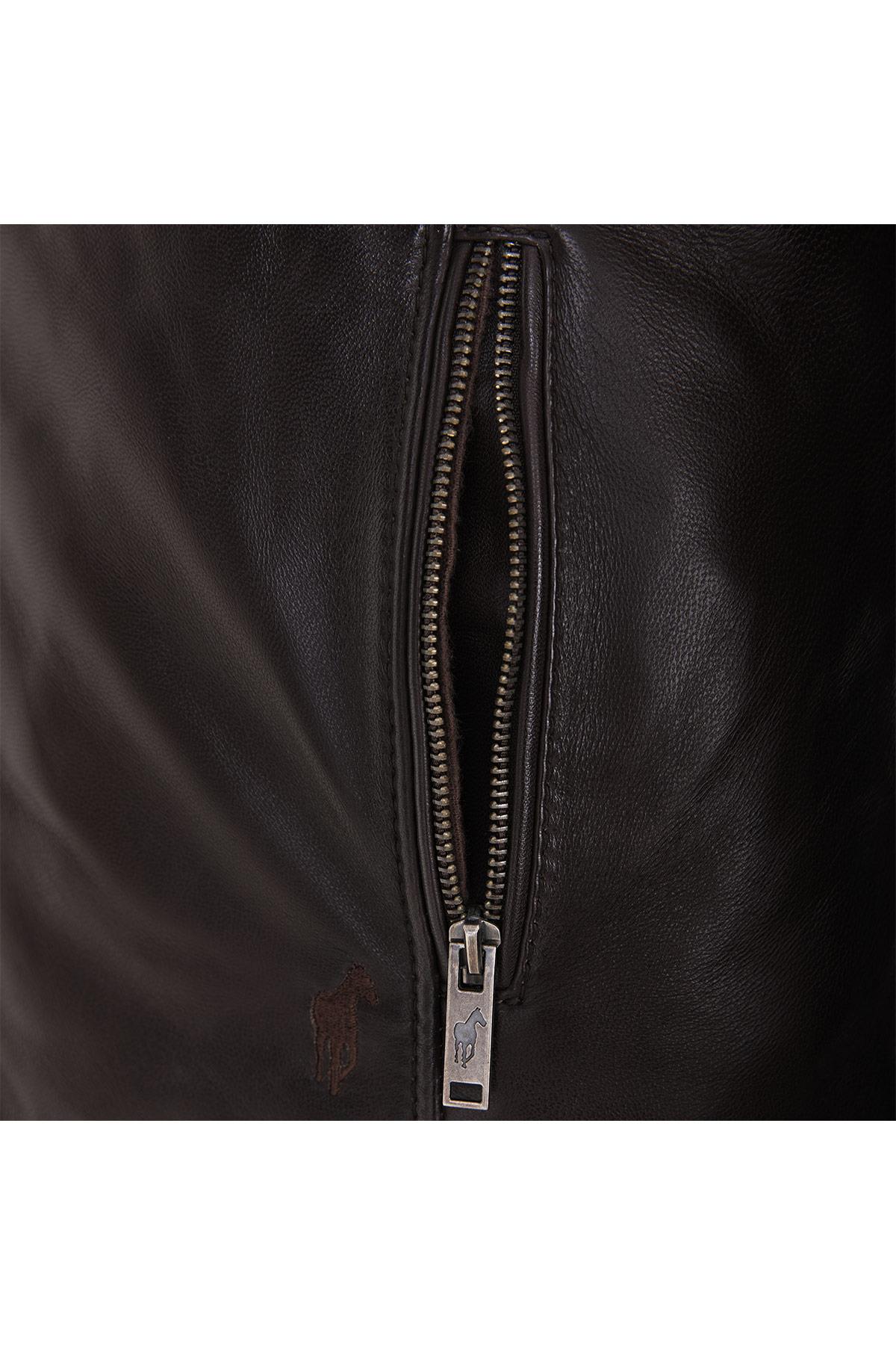 Classic leather jacket with shirt collar - Image n°4