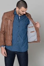 Biker look leather jacket - Image n°4