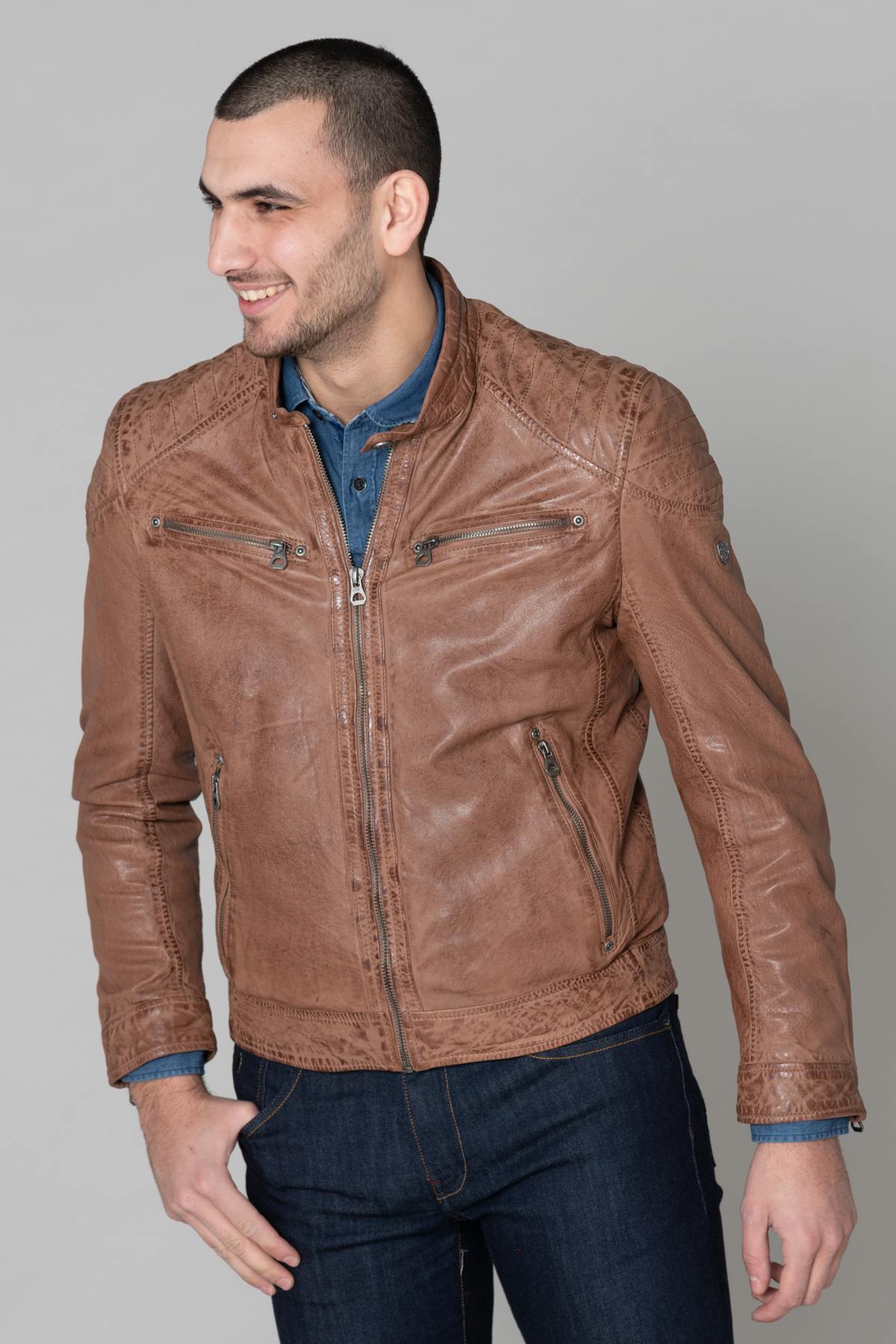 Biker look leather jacket - Image n°5