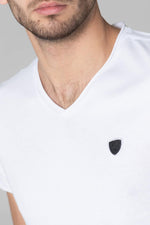 Men's plain white V-neck t-shirt - Image n°2