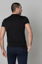 Plain black V-neck t-shirt - Image n°3