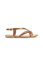 Flat sandal with braided leather straps - Image n°3