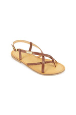 Flat sandal with braided leather straps - Image n°1