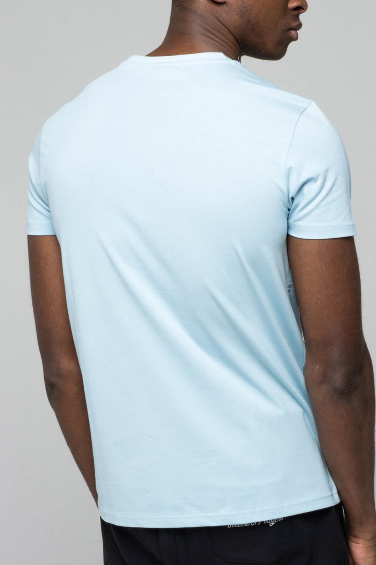 Pastel blue fitted t-shirt with logo - Image n°3