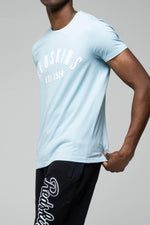 Pastel blue fitted t-shirt with logo - Image n°4