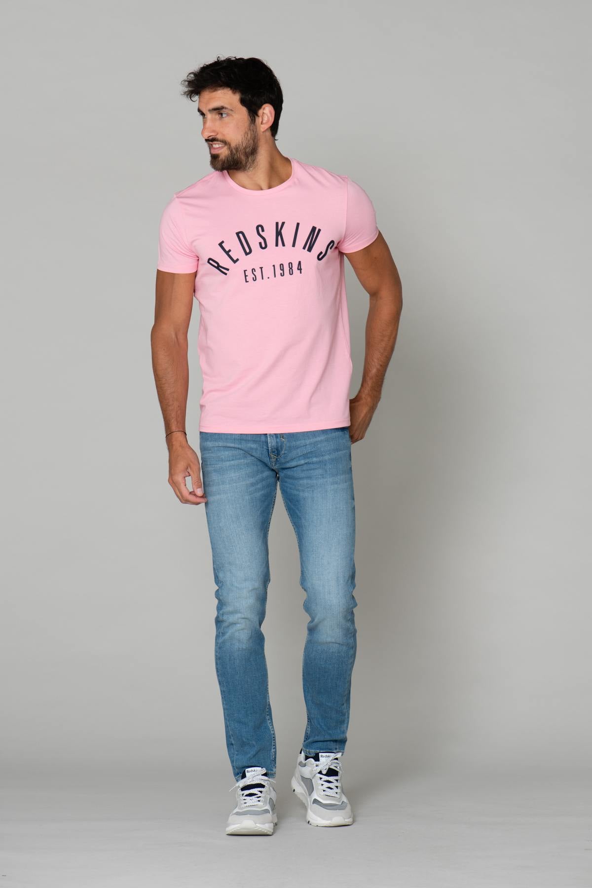 Men's pink T-shirt with logo - Image n°2