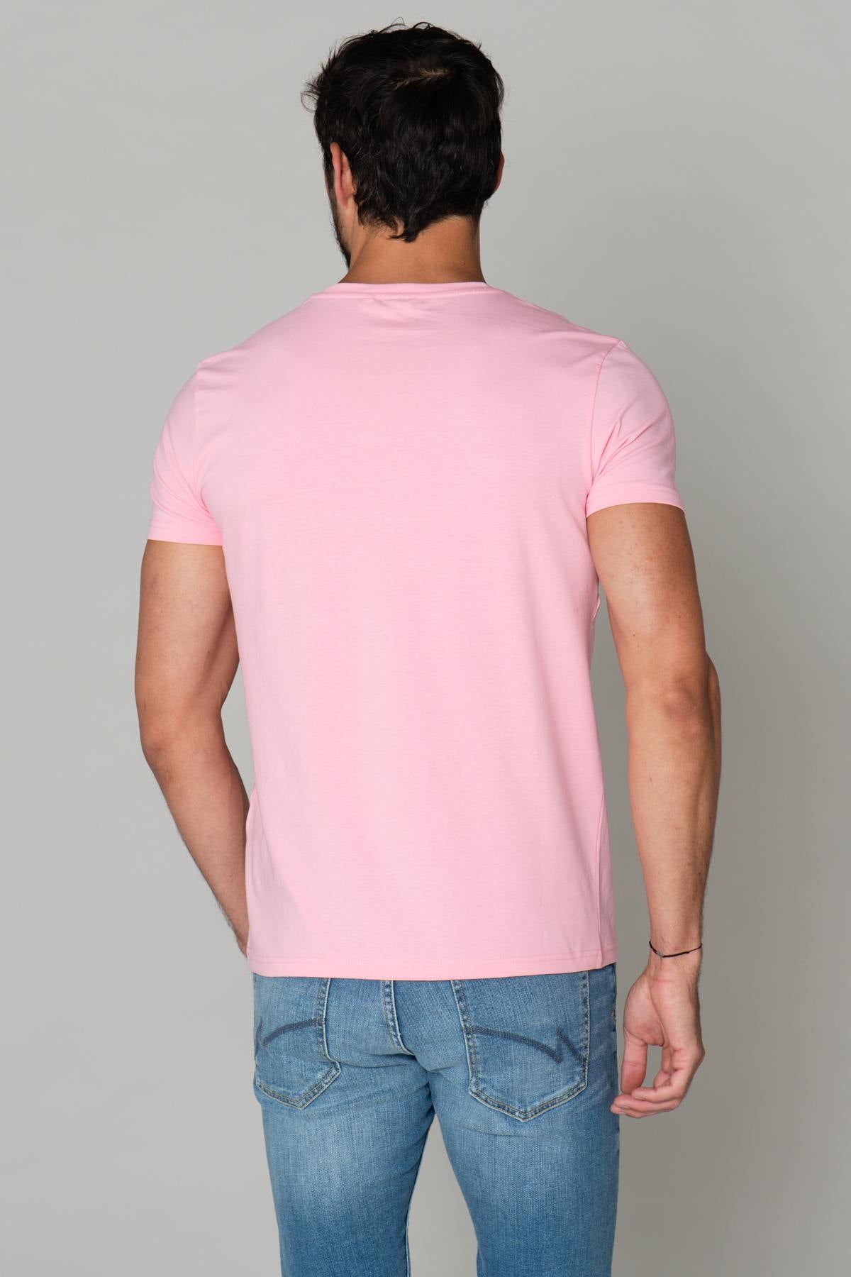 Men's pink T-shirt with logo - Image n°3