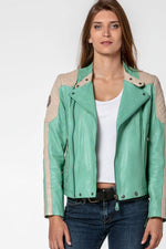 Green sheepskin leather jacket - Image n°3