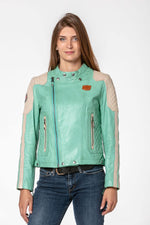 Green sheepskin leather jacket - Image n°1