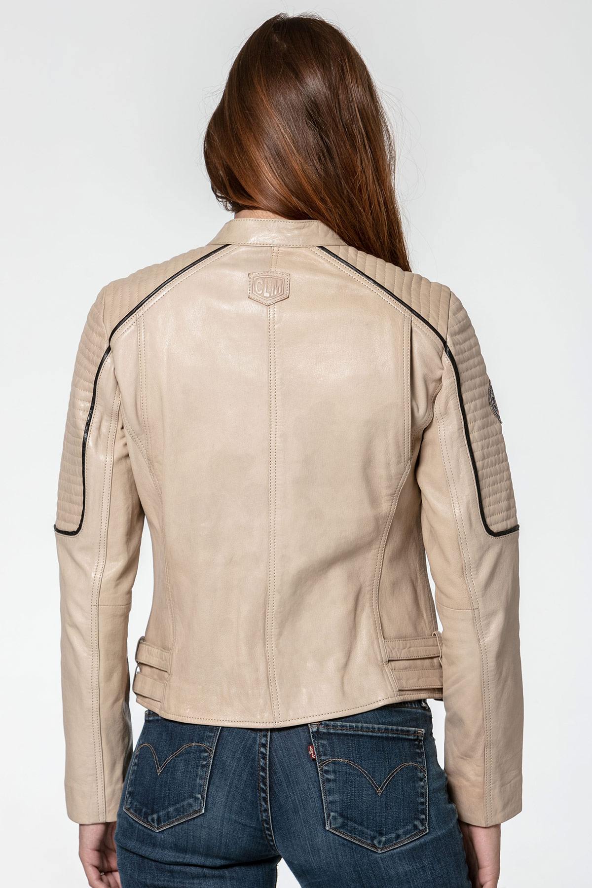 Women's white soft leather jacket - Image n°2