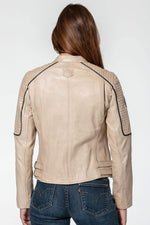 Women's white soft leather jacket - Image n°2