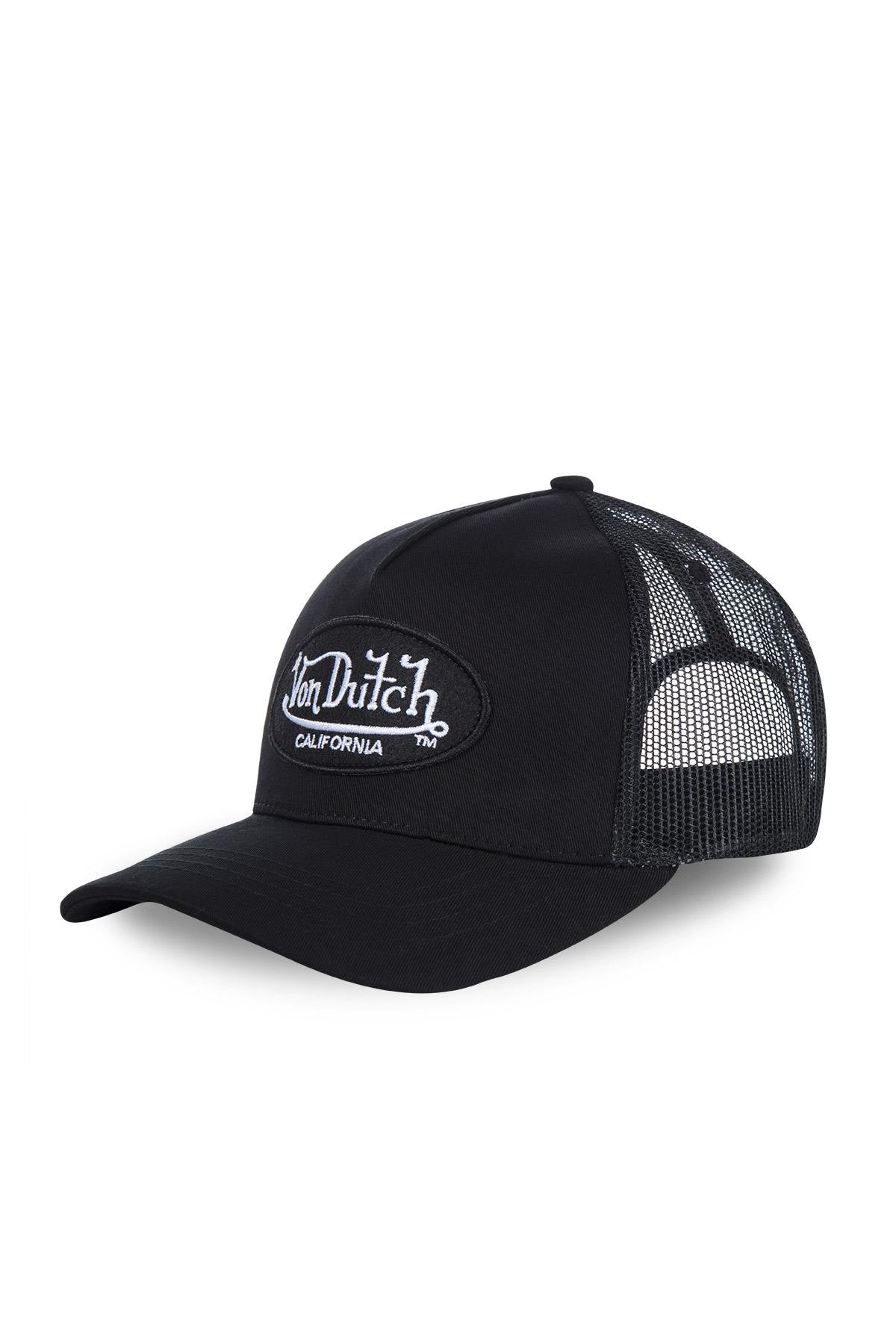 Plain black cap with mesh - Image n°1