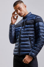 Navy blue nylon down jacket - Image n°1