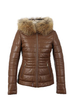 Oakwood's tan shearling jacket, quilted for warmth and a slim fit. - Image n°8
