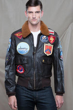 *Top Gun* G-1 jacket: goatskin leather, shearling collar, 17 patches. - Image n°6