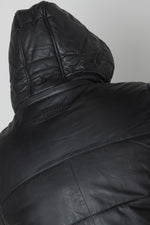 Men's black leather down jacket - Image n°7