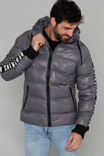 Charcoal gray sports down jacket - Image n°3