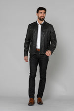 Daytona's Gafino in dark olive sheepskin. Fine-grained leather. - Image n°2