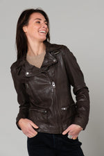Mid-length brown Biker Jacket - Image n°3