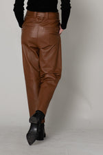 Belted cognac leather pants - Image n°3