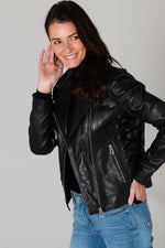 Leather Biker Jacket with lacing on the sides - Image n°3