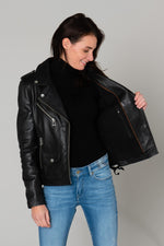 Leather Biker Jacket with lacing on the sides - Image n°6