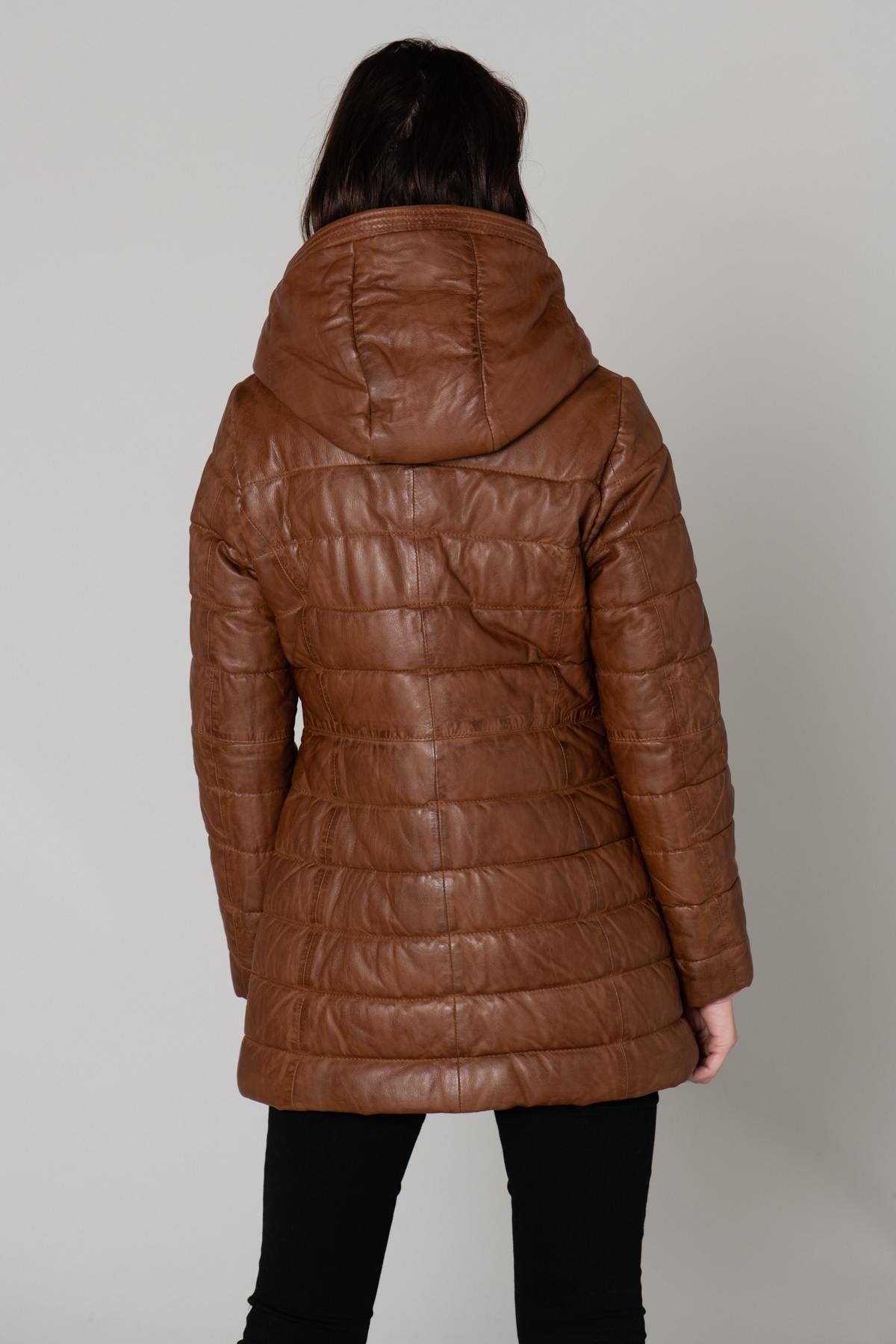 Steffy Cognac 507: shearling warmth meets biker edge in aged cognac. - Image n°5