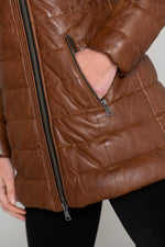 Steffy Cognac 507: shearling warmth meets biker edge in aged cognac. - Image n°7