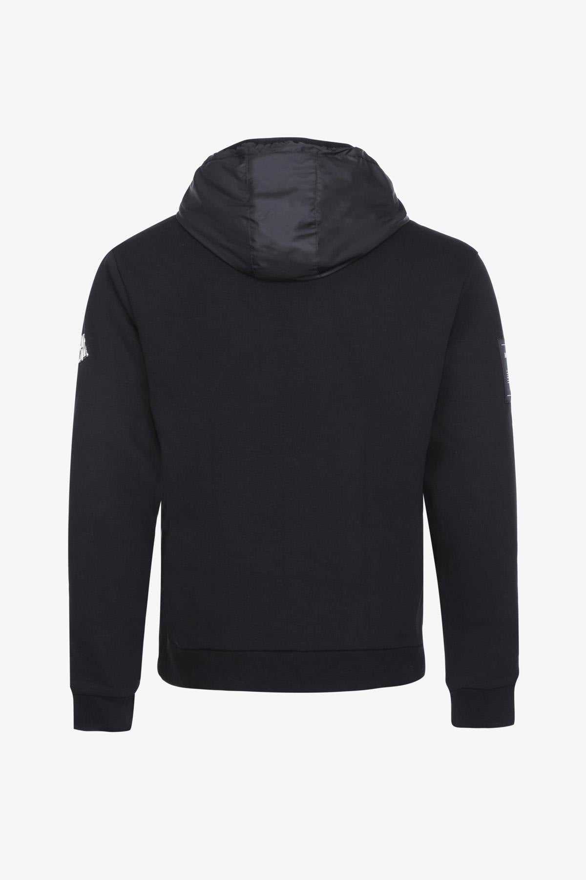 Zipped, bi-material hooded jacket - Image n°2