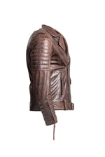 Vintage Biker Jacket in premium brown leather - Image n°7
