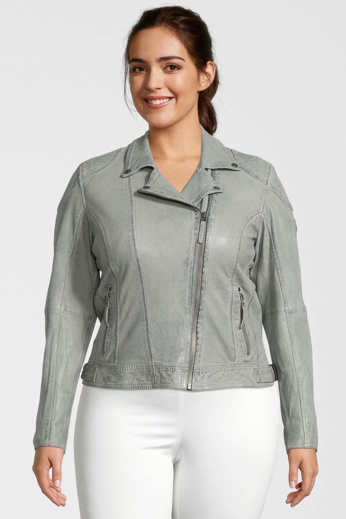 Comfort fit Biker Jacket gray blue - Image n°7
