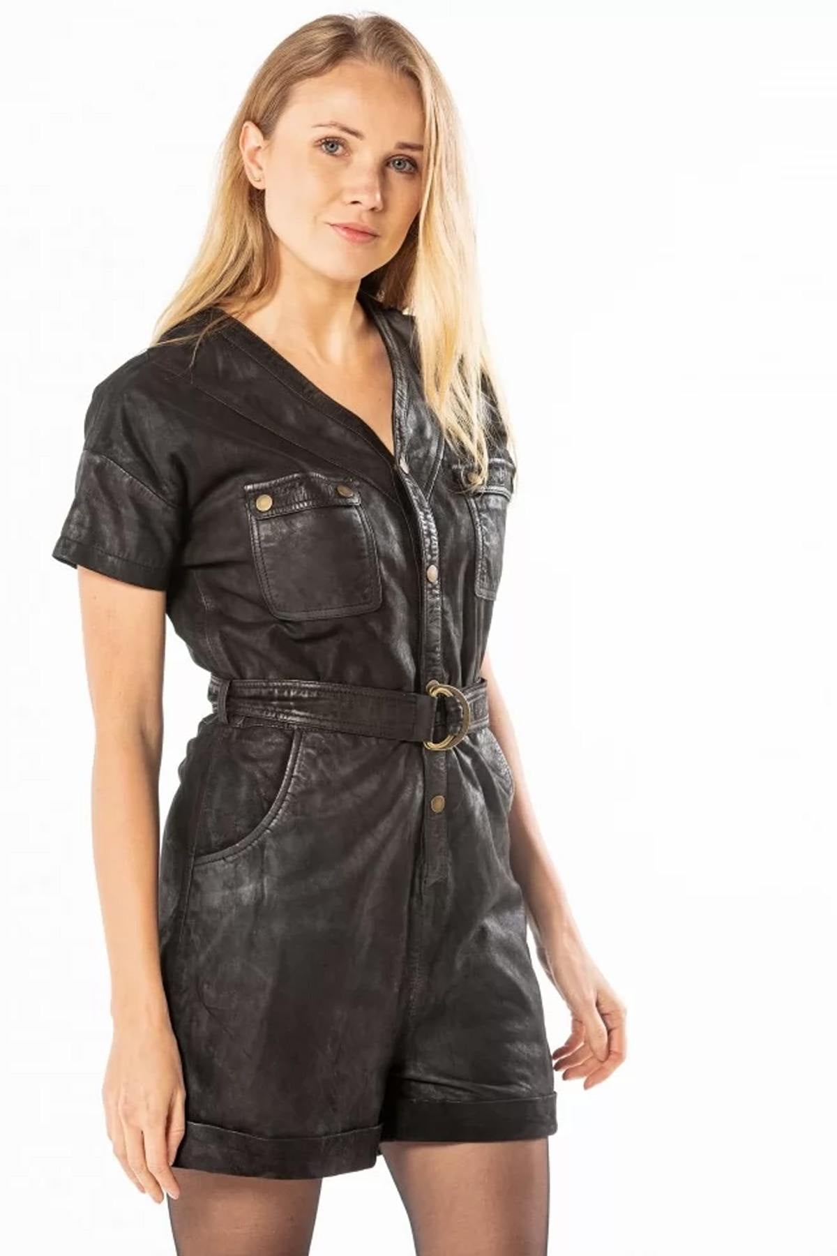 Distressed leather jumpsuit - Image n°8