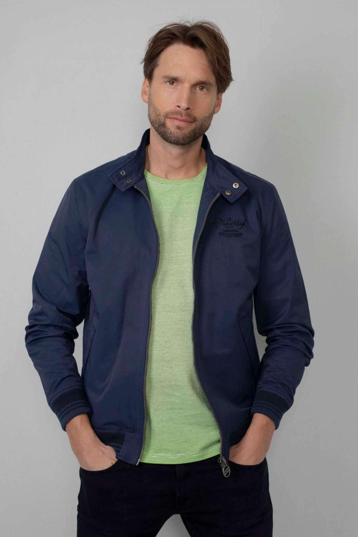 Navy blue nylon bomber jacket - Image n°6
