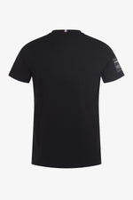 Black T-shirt with embossed logo on the chest - Image n°6