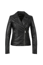 Women's black smooth Biker Jacket - Image n°7