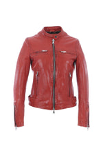 Women's red leather jacket - Image n°7