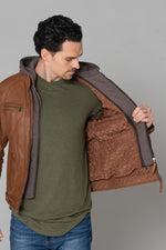 Brown jacket with removable hood - Image n°11